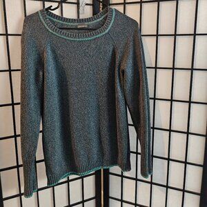 Eddie Bauer Women's Pullover Marled Knit Blue Gray Sweater Raglan Sleeve - L